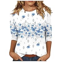 Womens Oversized t Shirts Women's Fashion Daily Versatile Casual O-Neck Three Quarter Sleeve Printed Top