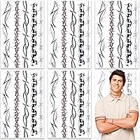 OIIKI 40pcs Temporary Barbed Wire Tattoos, Large Tattoos Waterproof Fake Tattoos, Vintage Barbed Wire Body Art Tattoo Stickers Removable Tattoos for Men Women Halloween Daily Use (5 Styles, 8 Sheets)