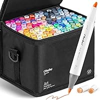Alcohol Markers Brush Tip -Double Tipped Art Marker Set for Artist Adults Coloring Illustration - 120 Colors- Brush & Chisel Dual Tips- Honolulu of Ohuhu Markers- Refillable Alcohol-based Ink