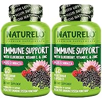 Immune Support – Vitamin C, Elderberry, Zinc, Echinacea – Natural Immunity Boost w/Antioxidant, Herbal & Mineral Defense - Twin Pack - 120 Vegan Capsules