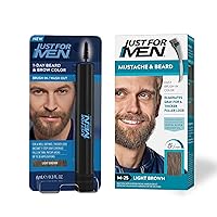 Just For Men Mustache & Beard + 1-Day Beard & Brow Color Bundle - Mustache & Beard Light Brown M-25 for Long-Lasting Color, 1-Day Beard & Brow Color Light Brown for Fuller, Well-Defined Look