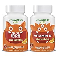 Kids Iron 10mg + Vitamin C Chewables + Vitamin D3 1000 IU Chewables Bundle