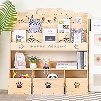 Book Shelf for Kids Rooms,Toy Storage Organizer with 3 Movable Drawers,Book Display with Storage,Kids Bookshelf for Playroom, Bedroom, Toddler Room, Nursery,Classroom