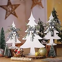 3 Pcs Wooden Christmas Trees Table Decor Wood Tabletop Decors Retro Xmas Tree Table Topper Sign Christmas Tall Standing Rustic Wood Christmas Trees Centerpiece for Christmas Winter Holiday