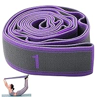Stretching Strap, 45inch Cotton Yoga Strap with 9 Loops, Elastic Dual Layer Stretch Bands, Polyester Cotton Odor-free Stretch Strap for Unisex 141-160cm Height(Purple)