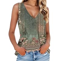 Tank Tops for Women V-Neck Cozy Loose Fitting Tops for Women Sleeveless Classy Printing Womens Fashion Tops
