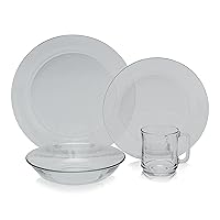 Duralex - Clear Glass 24pc Dinnerware Set, Service for 6