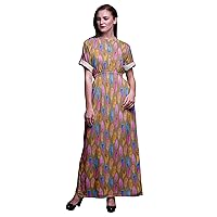 Bimba Rayon Printed Women's Long Maxi Summer Wear Dress Gown with Side Slit