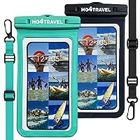 Waterproof Phone Pouch - Waterproof Phone Case with Lanyard Compatible with iPhones (15 Pro Max/14/13/12/11), Samsung Galaxy S23 Ultra/S22/S21 for Beach Essentials - Black & Teal [Pack of 2]