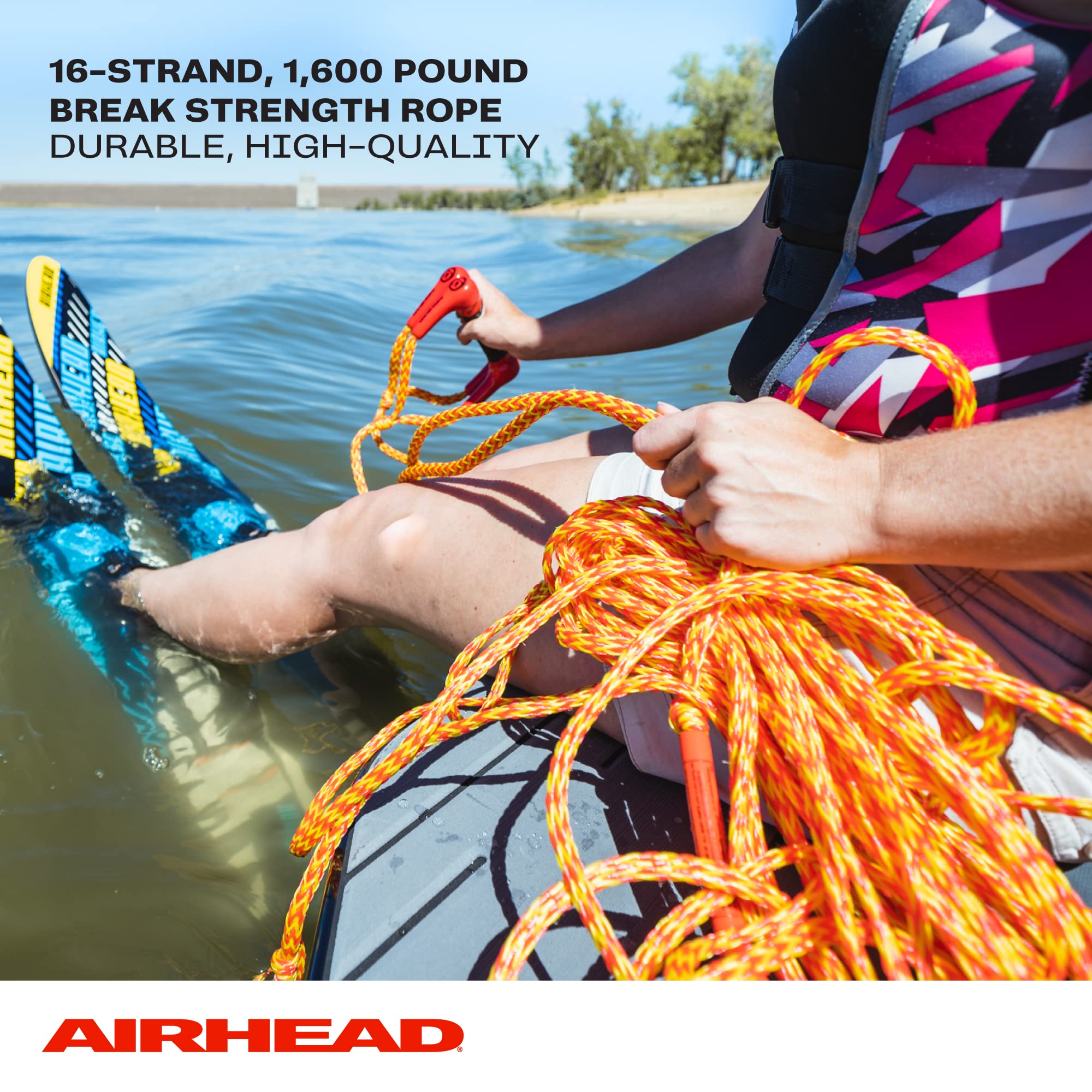 Airhead Double Handle Water Ski Rope, 1 Section, 75-Feet