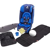 Diono Radian 3RXT Bonus Pack, 4-in-1 Convertible Car Seat, Extended Rear and Forward Facing, 10 Years 1 Car Seat, Slim Fit 3 Across, with 6 Accessories Inc. Baby Car Mirror, Car Seat Protector, Blue