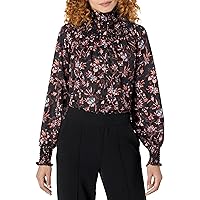 Women's Smocked Neck Long Sleeve Blouse