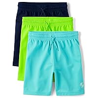 The Children's Place Boys' Athletic Basketball Shorts, Solid Color 3-Pack