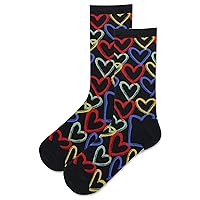 Hot Sox Women's Graffiti Hearts Socks 1 Pair, Black, Women's 9-11 Shoe