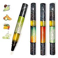 Cuticle Oil Pen for Nails - Nail Strengthener & Growth Treatment Serum for Damaged Nails, Hangnails w/Jojoba cuticle oil—Mixed Fragrances - Holographic Glitter Pens 4-Pack