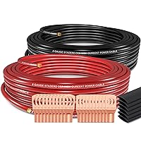 8 Gauge Wire (100ft) Copper Clad Aluminum - Primary Automotive Wire Power/Ground, Battery Cable with Lugs Terminal Connectors and Heat Shrink Tube Electrical 8ga AWG 50ft Each- Black and Red