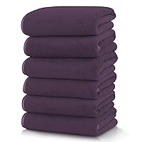 Silk Hemming Hand Towels for Bathroom - Quick Drying - Ultra Soft Microfiber Absorbent Towel for Bath Fitness, Gym, Shower, Hotel, and Spa - 16x28 Inch | Set of 6, Grape Purple