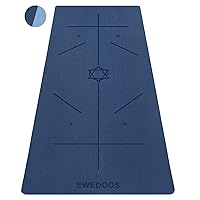 Ewedoos Yoga Mat with Alignment Marks, Yoga Mat Thick 1/4'' Textured Surfaces Exercise Mats for Home Workout Eco Friendly TPE Fitness Pilates Non Slip Yoga Mat with Strap