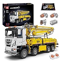 Mould King 19003 Concrete Pump Truck Building Kit,Remote Controlled Pneumatic Mobile Crane MK MOC Building Set Engineering Vehicle for Adults and Kids（4368 Pcs）