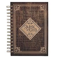 Christian Art Gifts Journal w/Scripture Man of God 1 Timothy 6:11 Bible Verse Names of God Brown 192 Ruled Pages, Large Hardcover Notebook, Wire Bound