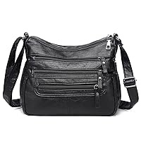 Women Crossbody Bag PU Leather Over Shoulder Purse Handbag Ladies Crossover Lightweight Messenger Multi-Pockets