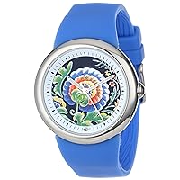 PeaceLove Unisex F36S-PLFBL-BL Round Stainless Steel Blue Silicone Strap and Zotos Art Dial Watch