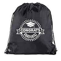 Senior Graduation Drawstring Backpacks Personalized Party Favor Cinch Bags - Congrats Graduate - 10PK Black CA2500Grad S2