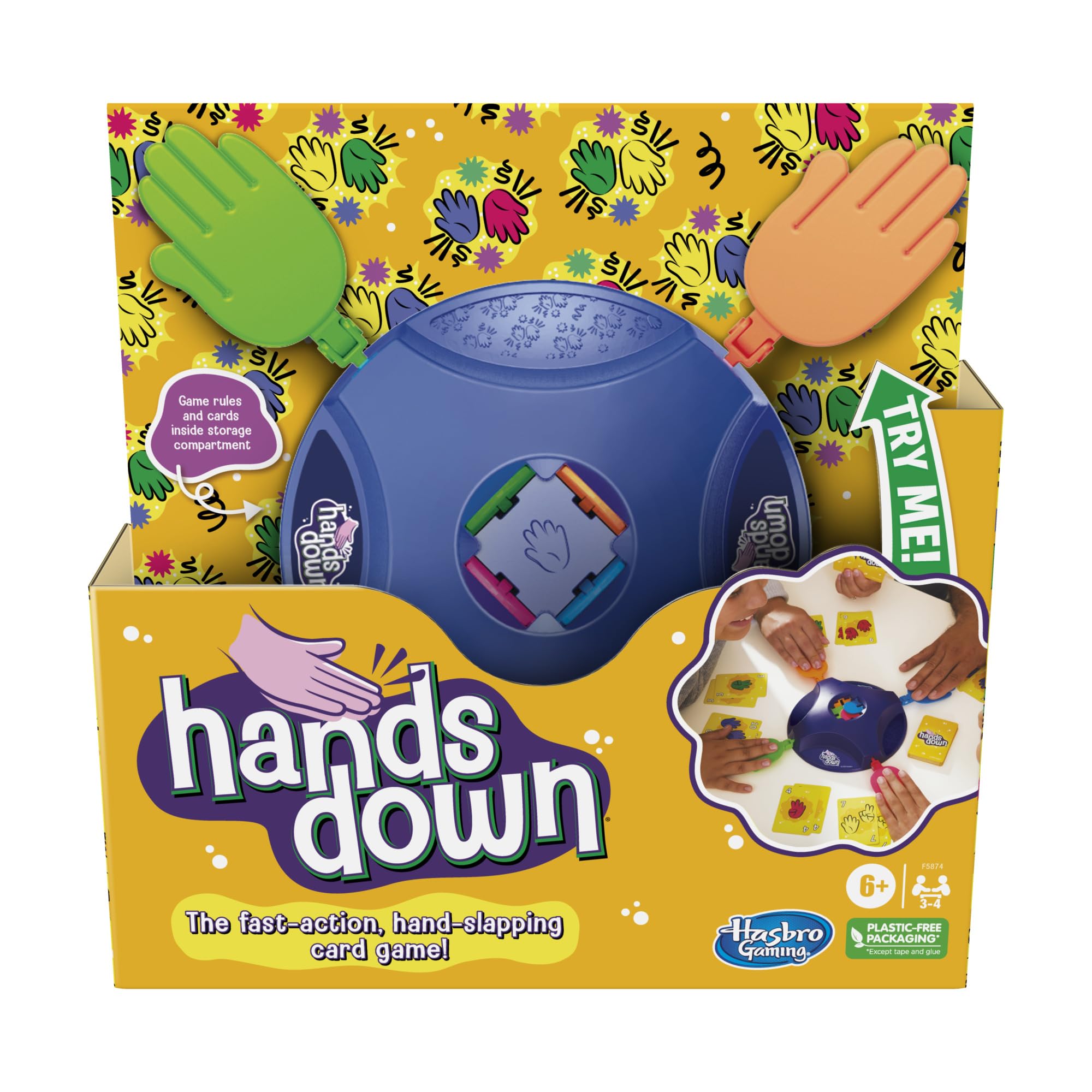 Hands Down Game, Fast-Paced Hand-Slapping Kids Game, Fun Family Card Game for Ages 6 and Up, Game for 3-4 Players