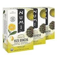 Numi Organic Yuzu Bancha Tea, 16 Tea Bags (Pack of 3) Roasted Japanese Green Tea with Citrus, Caffeinated