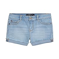 Lucky Brand Girls' Cuffed Jean Shorts, Stretch Denim with 5 pockets, Mid to High Rise Waist, Riley Christie, 8