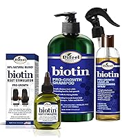 Difeel Biotin 3-PC Cleanse and Treat Hair Growth Collection - Includes 12oz Shampoo, 6oz Leave in Conditioner, 2.5oz Biotin Root Stimulator Treatment