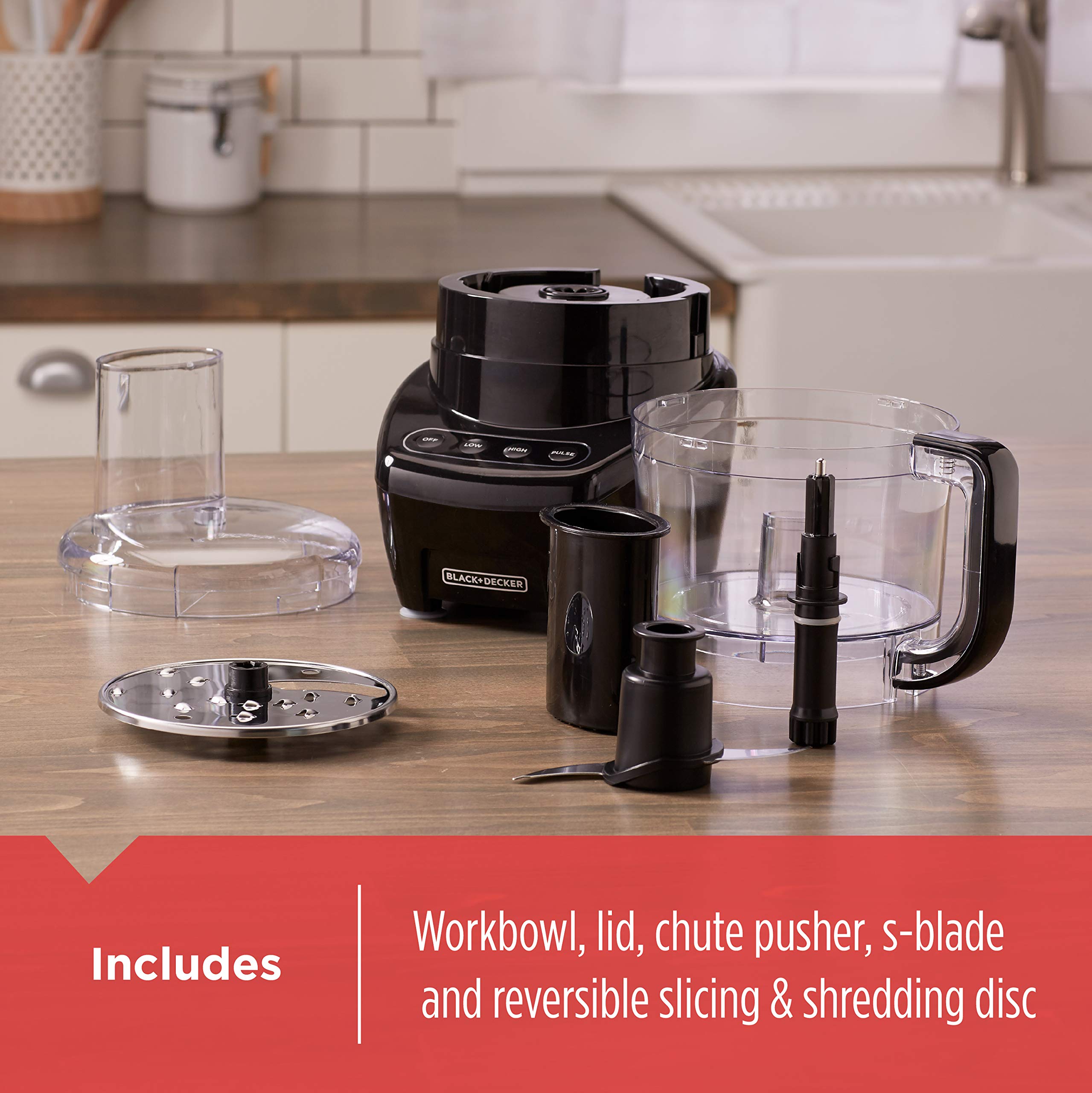 BLACK+DECKER 3-in-1 Easy Assembly 8-Cup Food Processor, Black