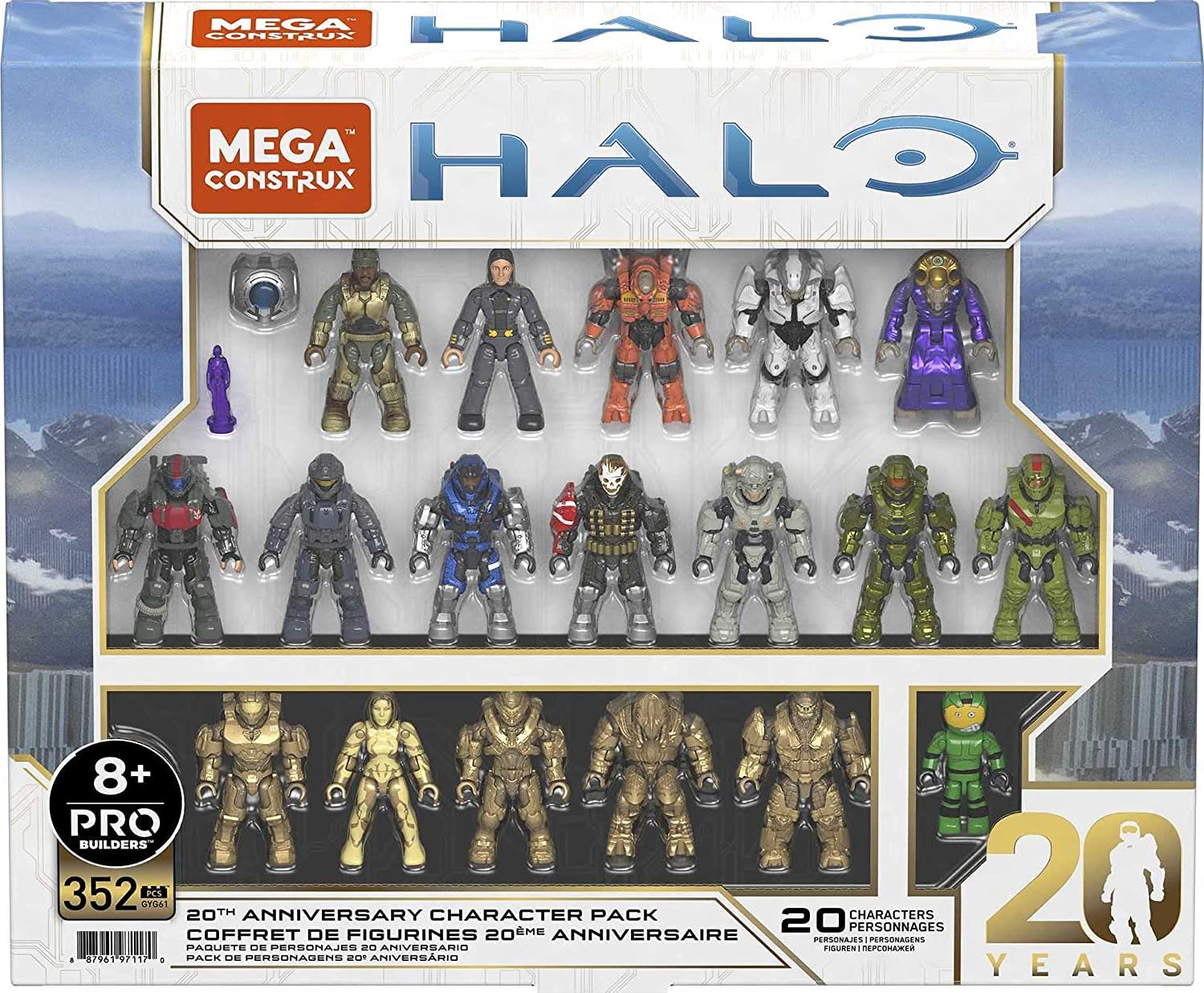 MEGA Halo Action Figures Toy Building Set, 20th Anniversary Pack with 352PIeces, 20 Poseable, Collectable Characters and Accessorie (Amazon Exclusive)
