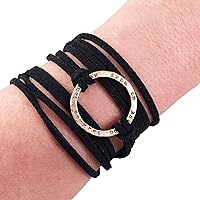 Reversible NO MORE Stamped Peruvian Bronze Infinity Circle Wrap Bracelet, Black Adjustable Faux Suede Leather Cord, Friendship Support Bracelet