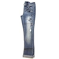 Size 8 Embroidered Floral Skinny Jeans Blue