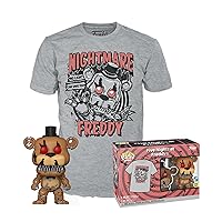 Funko Pop! & Tee: Five Nights At Freddy's (FNAF) - Nightmare Freddy Fazbear - Glow In the Dark - Large - (L) - T-Shirt - Clothes - Gift Idea Men
