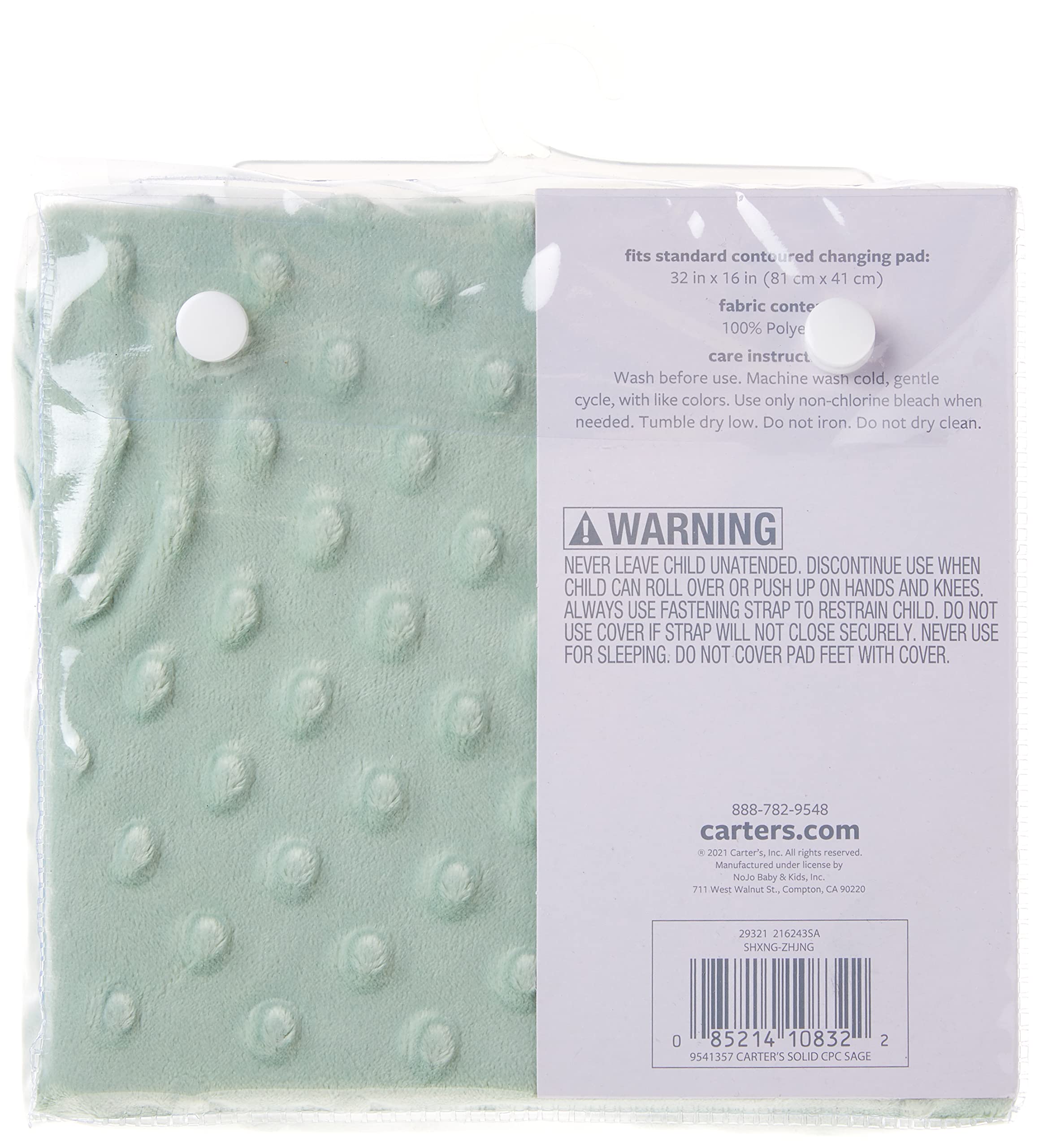 Carter's Changing Pad Cover, Solid Sage, One Size