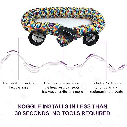 The Noggle, 6ft - Kid's Personal Air Conditioning System, Made in USA, Directs Cool Air to Children in The Backseat - Air Conditioning Vent Hose for Vehicles, Making The Back Seat Cool Again - Grey