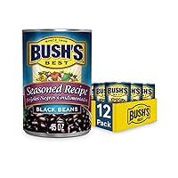 15 oz Canned Seasoned Recipe Black Beans, Source of Plant Based Protein and Fiber, Low Fat, Gluten Free, (Pack of 12)