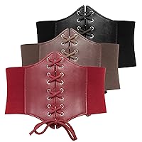 Womens Corset Belt Vintage Lace-up Cinch Elastic Waist Belt