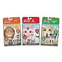 Melissa & Doug Make-a-Face Reusable Sticker Pad Animals 3-Pack (Safari, Farm, Pets) - Toddler Travel Toy Resuable Sticker Pads For Kids Ages 3+