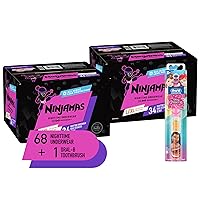 2 Ninjamas + Oral-B Toothbrush, Two Nighttime Training Pants Girls, 34 Count, Size L/XL (64-125 lbs) & Oral-B ProHealth Stages Power Kid's Toothbrush Disney Princess