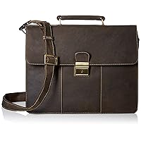 Apollo Tanned Leather Briefcase with Strap and Lock, Oil Brown, One Size