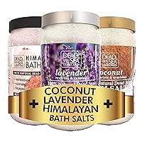 Dead Sea Collection Bath Salts Enriched- Lavender+ Himalayan +Coconut - Natural Salt for Bath -3pc X Large 34.2 OZ. - Nourishing Essential Body Care for Soothing and Relaxing Your Skin and Muscle