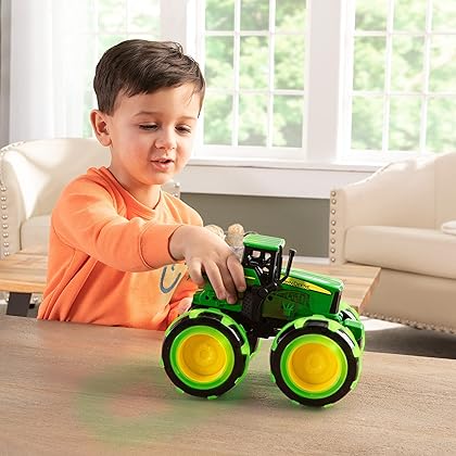 John Deere Tractor - Monster Treads Lightning Wheels - Motion Activated Light Up Monster Truck Toy - John Deere Tractor Toys - Kids Toys Ages 3 Years and Up,Green