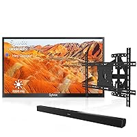 SYLVOX Outdoor TV with Bluetooth Soundbar & TV Wall Mount, Smart Outdoor TV 43” 2000 Nits Full Sun, 4K UHD Weatherproof Outdoor TV with Voice Control, IP55 Android TV for Outside (Pool Pro Series)