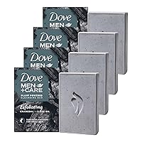 DOVE MEN + CARE Natural Essential Oil Bar Soap Exfoliating Charcoal + Clove Oil 4 Count To Clean And Hydrate Mens Skin 4-in-1 Bar Soap For Men's Body, Hair, Face And Shave 5oz