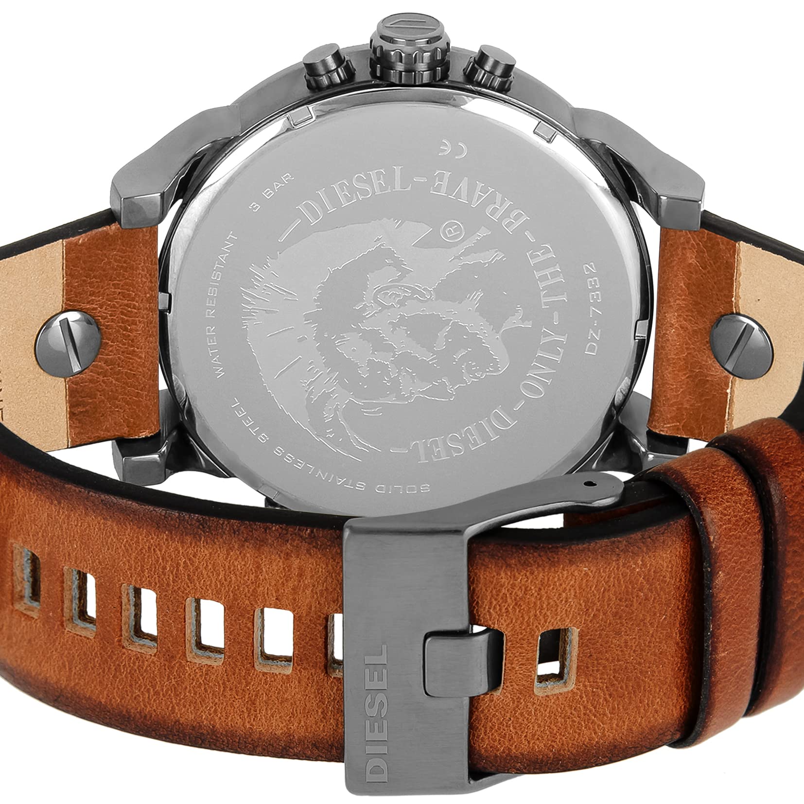 Diesel Men's DZ7332 Mr Daddy 2.0 Gunmetal Brown Leather Watch