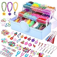 Needbrock 18500+ Bracelet Making Kit Rubber Band, 26 Colors Rubber Band Bracelet Kit Includes 800 Pcs Glow-in-The-Dark Rubber Bands, Rubber Band Refill Kit Bracelet Making Kit for Kids(Blue)