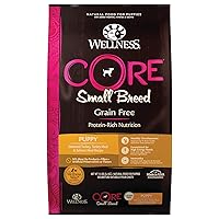 Wellness Natural Pet Food CORE Grain-Free High-Protein Small Breed Dry Dog Food, Natural Ingredients, Made in USA with Real Meat (Puppy ,Turkey, 12-Pound Bag)